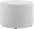 Gray 23" Round Woven Heathered Fabric Upholstered Ottoman, Outdoor Sitting Surface, Durable, Weather-Resistant, Comfortable