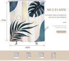 Glawry Boho Navy Blue Shower Curtain Mid Century Abstract Tropical Palm Leaf Modern Minimalist Plant Botanical Bathroom Geometric 60Wx72L Inches Bath Accessories Art Home Decor Fabric 12 Pack Hooks