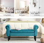 48'' Storage Bench for End of Bed, Upholstered Bedroom Bench with Arms Modern Velvet Lift-top Entryway Ottoman with Storage, Button Tufted Window Bench for Living Room, Reception, Teal