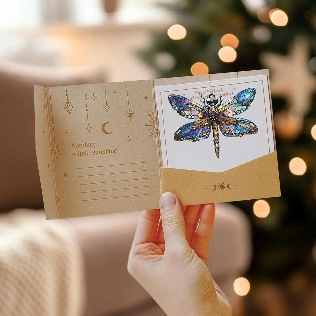 Boho Dragonfly Acrylic Suncatcher Stained Glass Effect Window Car Hanging Christmas Ornament Indoor Outdoor Decor Garden Sun Catcher Panel for Dragonfly Lover for Women Mom Grandma