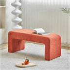 Modern Upholstered Entryway Bench, End of Bed for Bedroom Boucle Ottoman Modern Shoe for Living Room Entryway(Orange,150 * 40 * 45cm)