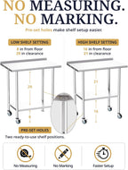 Atelicf NSF Stainless Steel Prep Table 24X48 inch, Backsplash & Casters | Mobile commercial-grade table for restaurants, kitchens, food trucks, breweries, bars, garages, and BBQ