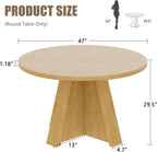 iPormis 47-Inch Round Dining Table for 4-6 People, Modern Wooden Kitchen Table for Dining Room, Farmhouse Circle Dinner Tables Furniture for Kitchen Living Room, Natural