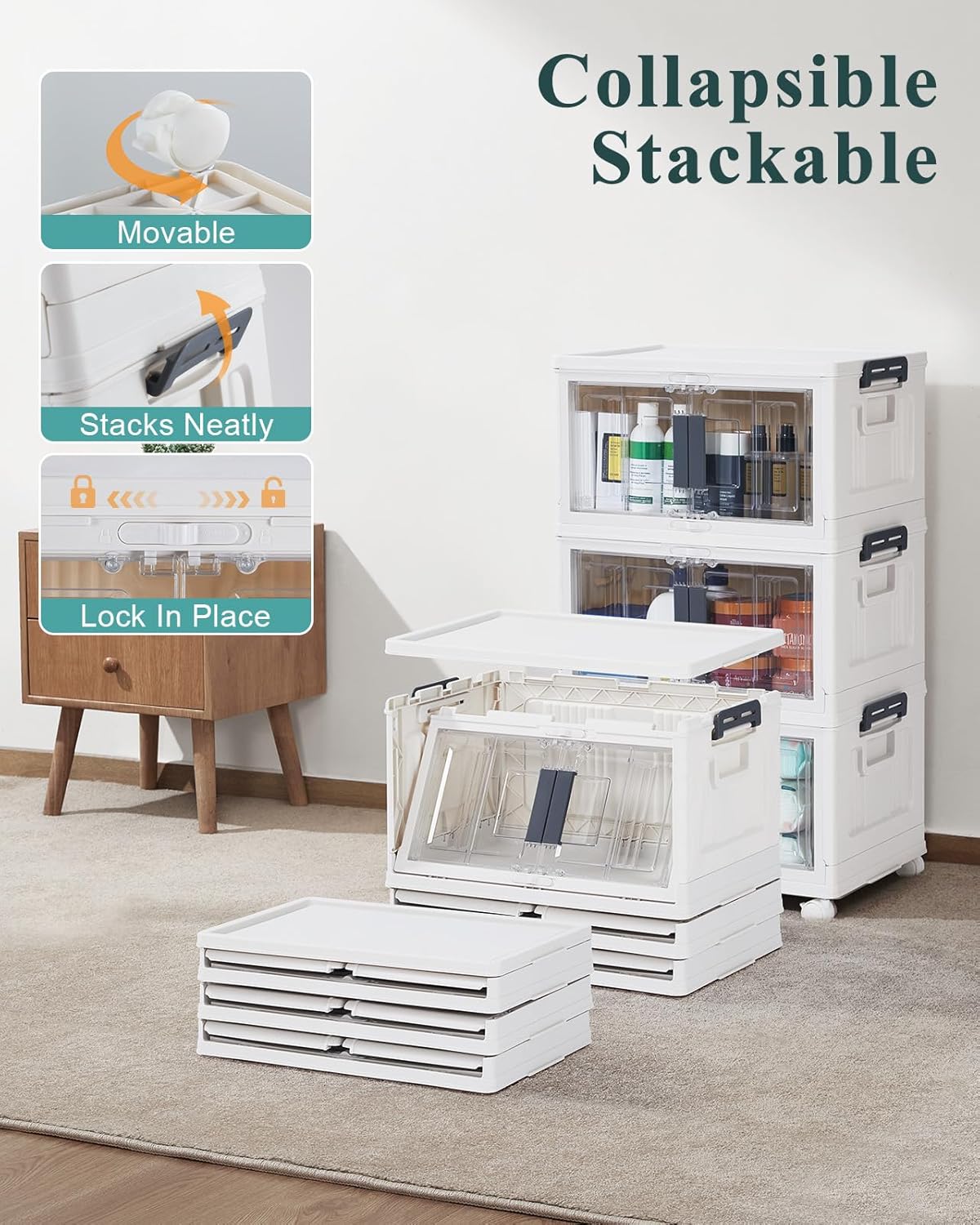OlarHike 23QT Storage Bins with Lids for Closet, Office, Dorm, 3 Pack