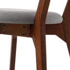 ERGOMASTER Mid-Century Dining Chairs, Rubber Wood Chairs with Back for Home, Kitchen, Dining Room, Restaurant, Gray-Blue Cushion, Set of 2