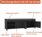HOMEFORT 54.4" Shoe Bench with Lift Top Storage, Entryway Bench with Cushioned Seat, Wooden End of Bed Bench, Shoe Cabinet Bench with Hidden Storage Space, for Bedroom, Hallway,Black