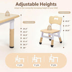Kinder King Kids Table & 4 Chairs Set, Adjustable Heights, Khaki | Graffiti Tabletop, Children Activity Table, Studying, Drawing, Toddler Furniture Set for Playroom, Daycare, Home, Age 3+
