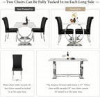 Asday 60" White and Silver Dining Table for 4-6, Modern Rectangle Wood Kitchen Table with Mirrored Chrome U-Shaped Metal Base for Dining Room, Kitchen, Dinner
