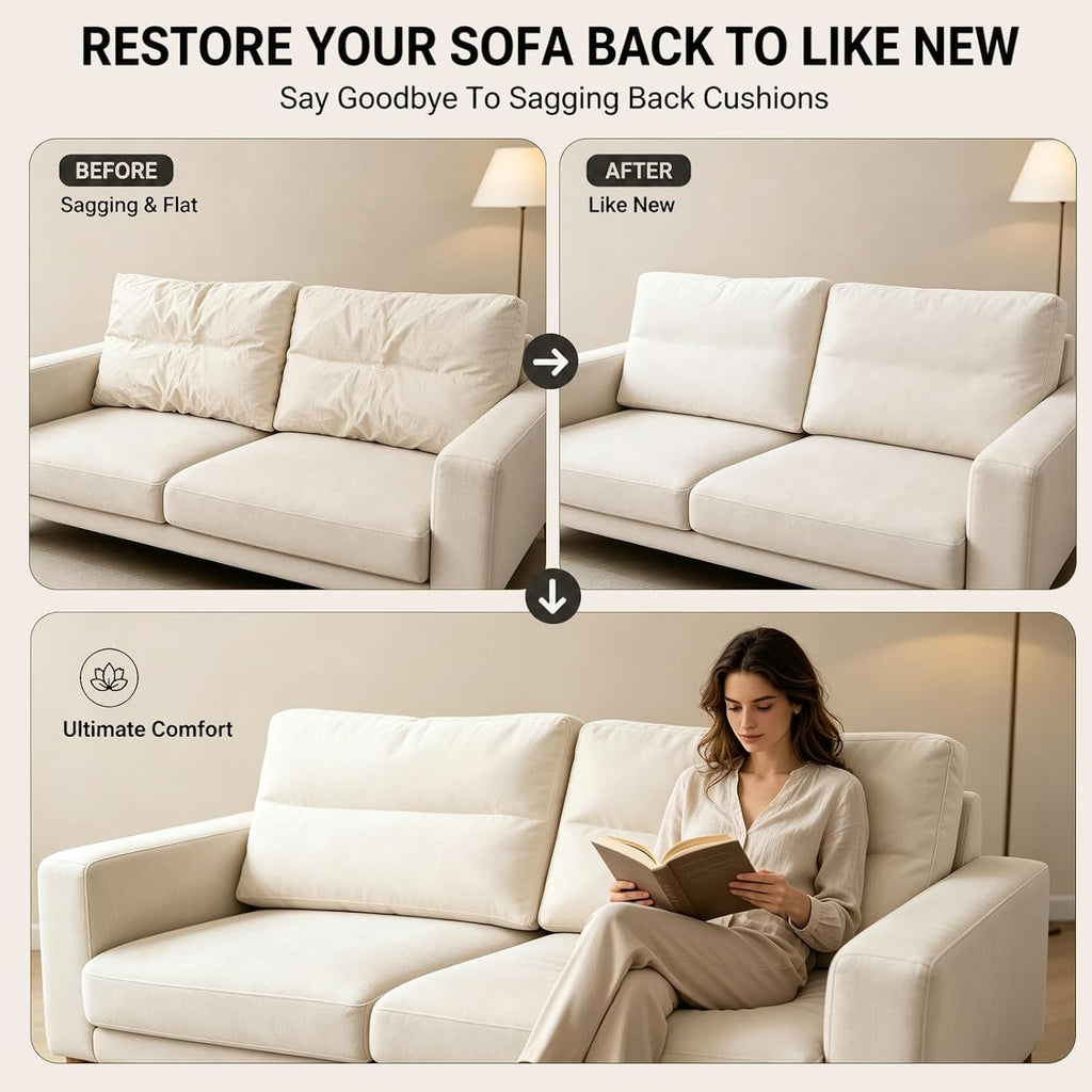 3 Pack Couch Back Cushion Replacement, 6 Inch Thick Supportive Sofa Backrest Pillow Insert with Odorless Shredded Memory Foam for Couch, Loveseats, Sectionals, 31"x18"x6"