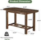 63" Solid Wood Kitchen Island, Island Table with Oval Tabletop | Farmhouse Wooden Stationary Island Table for Kitchen, Living Room, Dining Room, Easy Assembly, 39.37" Height, Vintage Brown