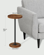 CHOEZON Drink Table, Small Round Side Table for Small Spaces, Pedestal Martini Side Table, for Living Room, Bedroom, Rustic Brown and Black TBZ30BF