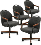 Chromcraft Oakstone Fog Swivel Dining Chairs with Casters, Set of 4 – Luxury Upholstered Kitchen & Dining Room Chairs with Arms, Ergonomic Tilt & Swivel Comfort - CM188YWZ