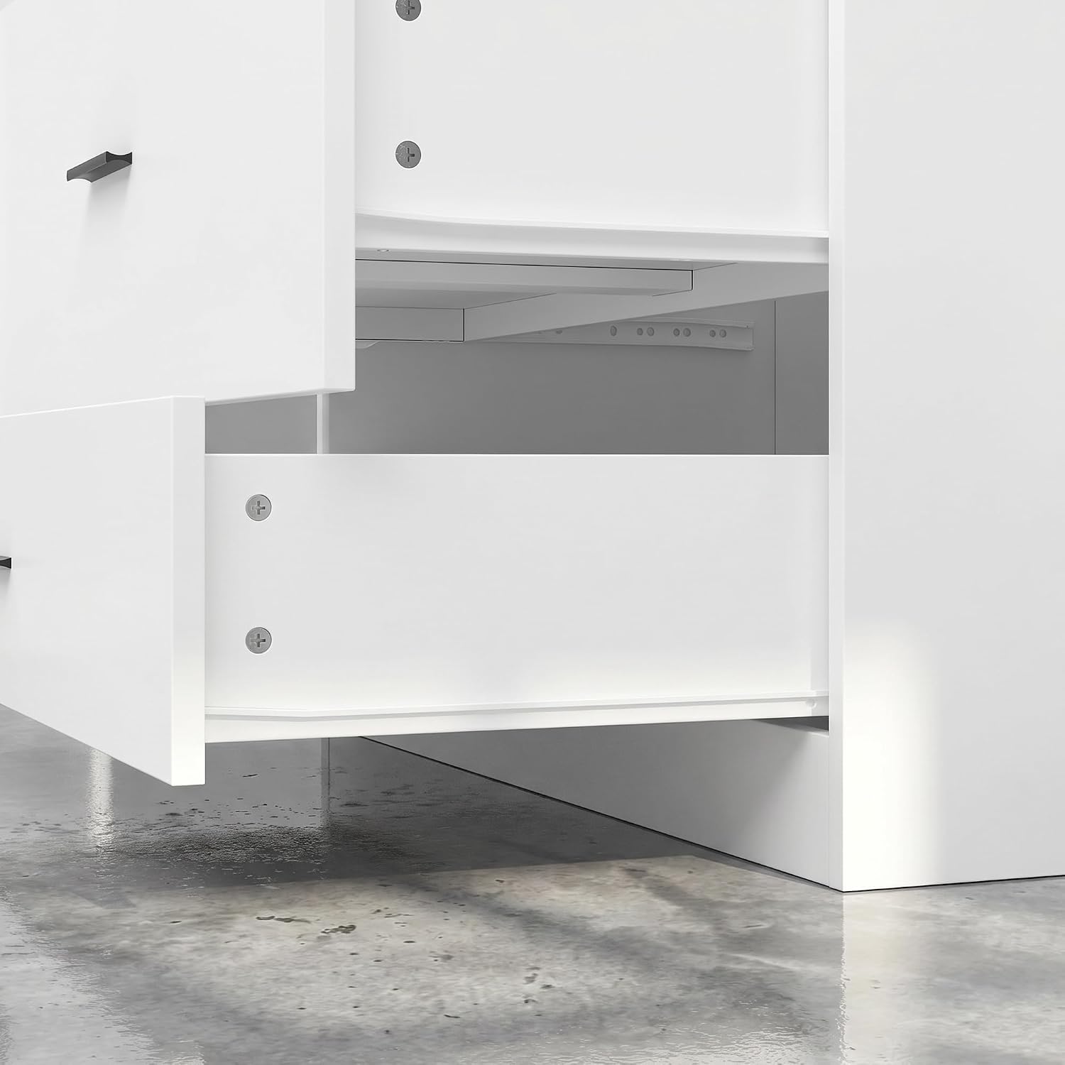 63" Wide Kitchen Pantry, 2-Piece Modern Storage Cabinet with 6 Doors and 3 Drawers, Food Pantry Cabinets with 3 Adjustable Shelves, Wall Mounted Cupboard and Base Cabinet for Kitchen, White