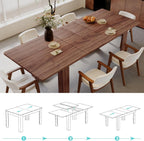 Expandable Dining Table for 6-10 People, 55" to 86" Wooden Extendable Kitchen Table with Slide-Out Leaf, Modern Rectangular Table for Office Living Room,Brown