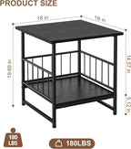 EazeHome 18" Square End Table, Modern Nightstand Side Table, Nightstand with Open Storage Shelf for Living Room, Heavy Duty Stand of Mini Beverage for Dorm, Kitchen Room, Black