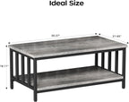 Homeiju Coffee Table for Living Room with Slatted Sides Frame, Modern Farmhouse Living Room Table with 2-Tier Storage Shelf for Home Office, Apartment, Grey Wash, 39 inch