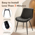 GarveeHome Dining Chairs Set of 6, Modern Dining Room Chairs with Thick Cushions, Upholstered Faux Leather Cushion Seat and Sturdy Metal Legs, Kitchen Side Armless Chair Black