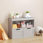Kids Furniture Set for Bedroom Toddler Table and Chair Desk Toy Box | Durable MDF storage with 2 drawers and open shelves. Safe rounded edges, anti-tip device, and hidden wheels. Perfect for