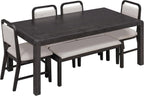 LUMISOL 6-Piece Solid Wood Dining Table Set, Extendable Kitchen Table Set for 4-6 with 4 Upholstered Chairs and 1 Bench for Kitchen, Dining Room, Living Room, Espresso