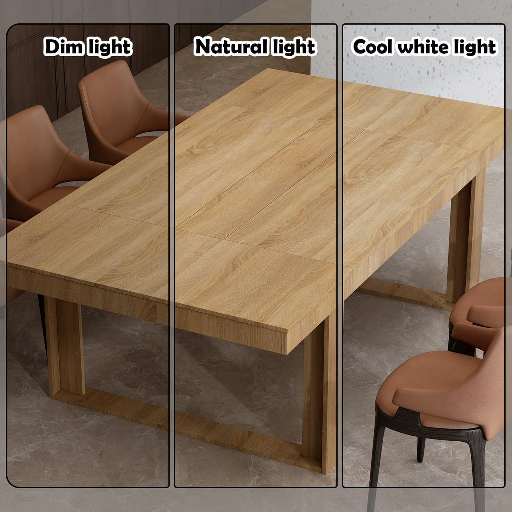 WOODTIME 86.6" W Dining Table for 8-10 People, Versatile Modern Wooden Dinner Table Kitchen Table for Dining Room Conference Room, Brown