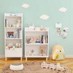 Kids Furniture Set for Bedroom Toddler Table and Chair Desk Toy | Multi-purpose 4-tier bookshelf for books, toys, art accessories. High-density MDF board and pine wood legs. Easy setup w