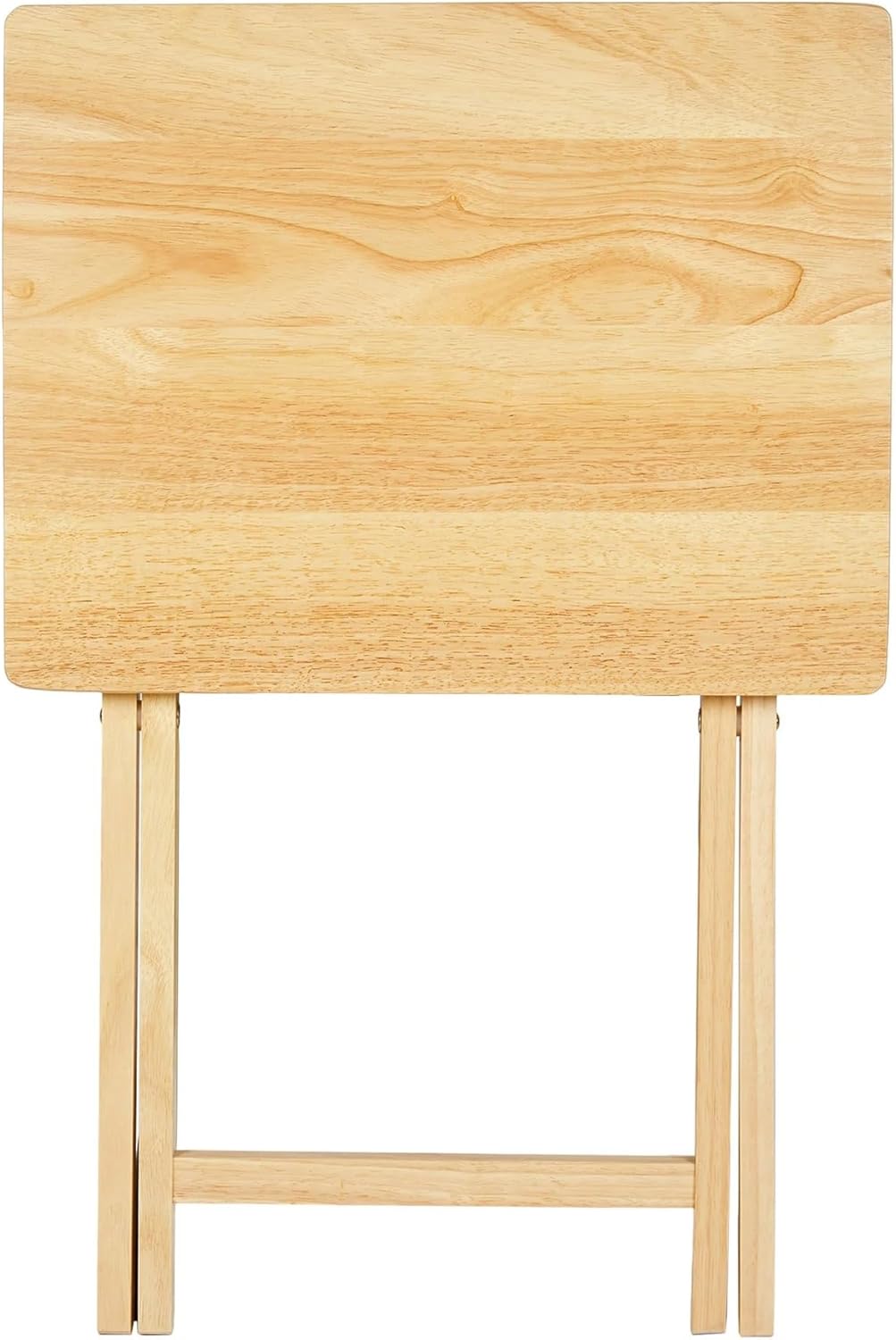 Folding TV Tray Table – Solid Rubberwood – Natural Wood Color – 19" L x 14.5" W x 26" H – Indoor Table – 1 Piece (Natural)