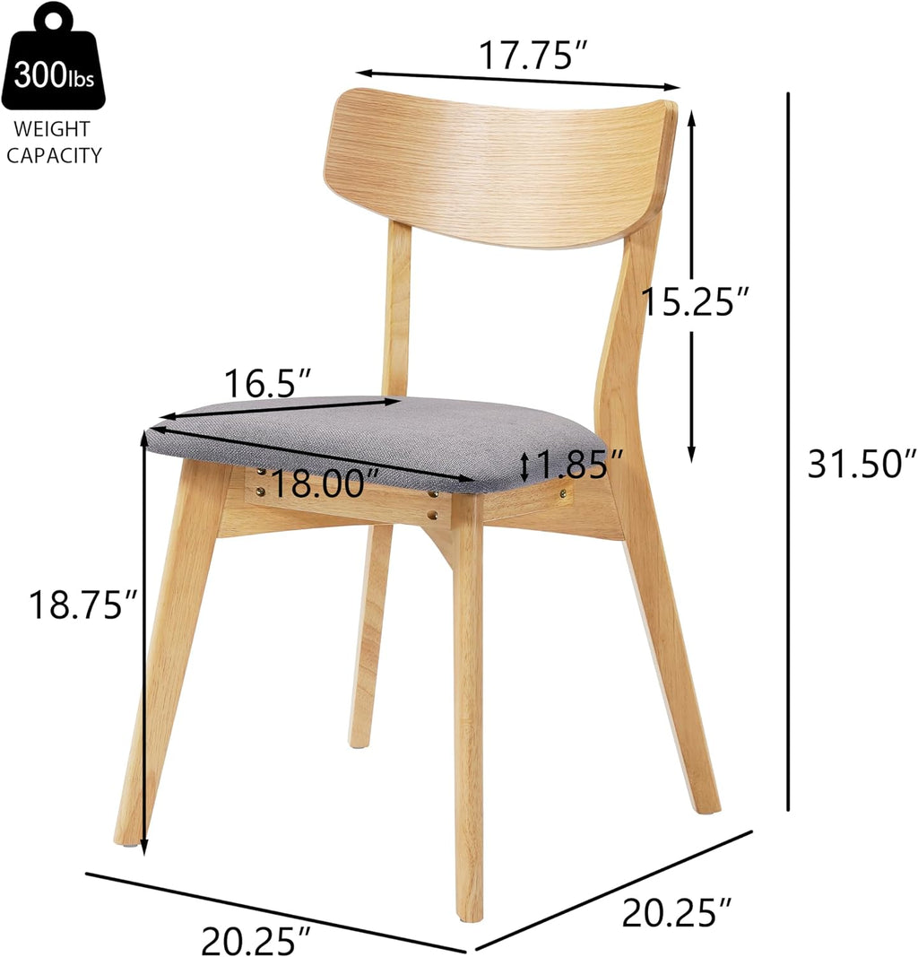 Dining Chairs Set of 2, Dining Room Chairs with Walnut Finished Frame | Kitchen Chairs Set of 2 with Curved Backrest and Wood Legs, Mid Century Modern Upholstered Dining Chairs