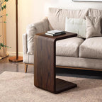 Solid Wood End Table for Couch,C Shaped Side Table Slide Under Sofa Table for Space Saving,Living Room Bedroom Laptop Work Desk Small Coffee Table(13.8" W x 9.8" D x 24.4" H, Walnut)