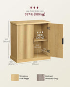 VASAGLE Contemporary Buffet Cabinet with Adjustable Shelves, Fluted Doors