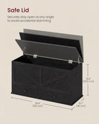 VASAGLE Storage Chest with 2 Fabric Drawers, 15.7 x 39.4 x 19.9 Inches | Storage Bench, Farmhouse Style, Ebony Black, HAINS Collection ULSB043B02