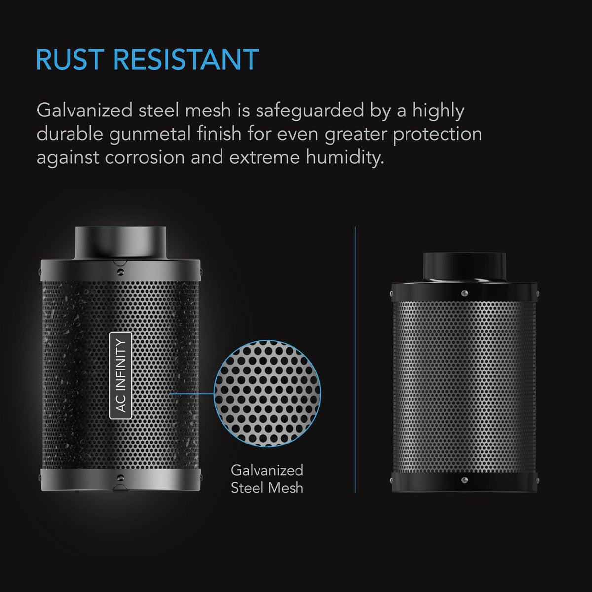AC Infinity Air Carbon Filter 4" with Premium Australian Virgin Charcoal, for Inline Duct Fan, Odor Control, Hydroponics, Grow Rooms