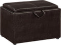 Convenience Concepts Designs4Comfort Accent Storage Ottoman 22.75" - Modern Foot Stool with Decorative Tray for Living Room, Dining Room, Office, Den, Espresso Faux Leather