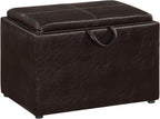Convenience Concepts Designs4Comfort Accent Storage Ottoman 22.75" - Modern Foot Stool with Decorative Tray for Living Room, Dining Room, Office, Den, Espresso Faux Leather