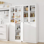 Kitchen Pantry Storage Cabinet, 72" H Storage Cabinet with Doors and Adjustable Shelves, Spacious Cupboard with 2 Handles, Metal Kitchen Cabinet for Dining Room, Living Room, White