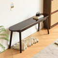 Entryway Bench, Solid Wood Dining Bench, Midcentury End of Bed Bench w/Rounded Corner, Outdoor Bench w/Robust Construction, Bedroom Bench, 10.24" W x 17.72" H（Walnut 39.4inches）