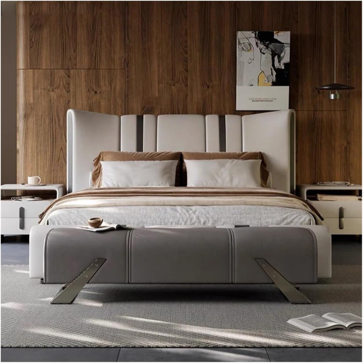 Modern Entryway Bench, Bedroom, Upholstered End of Bed, Soft Indoor, Solid Wood for Foyer Entryway(Gris,180 * 45 * 42 cm)