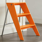 HOTEAGLE Modern Folding Chair - Multifunctional Design Doubles as Step Stool & Storage Shelf, Sturdy Engineering Plastic for Kitchen, Dining & Bistro,Orange