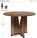 LITTLE TREE 39-Inch Round Dining Table for 4, Rustic Kitchen Table with X-Shaped Stable Pedestal, Farmhouse Dinner Table for Dining Room, Living Room, Dark Brown