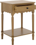SAFAVIEH Home Collection – Haven Desert Brown Accent Table with Drawer & Shelf, Scalloped Apron Detail, Traditional Side Nightstand (ACC5724C)
