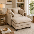 41" Oversized Chair with Ottoman, Chenille Reading Chair and a Half, Deep Seat Comfy Armchair with Pillows for Living Room, Bedroom, Apartment, Home Office (Coffee)