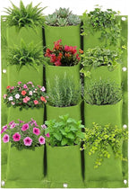 WFIST Vertical Hanging Planter Bag, Breathable Felt Wall Garden Planter with Metal Grommets, Indoor/Outdoor Space-Saving Herb & Flower Growing Pouch (12-Pocket)