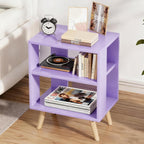 Aenuert Night Stand, Purple Nightstand, Modern End Table with Open Storage, 2-Tier Wooden Bedside Table for Small Space, Living Room, Bedroom