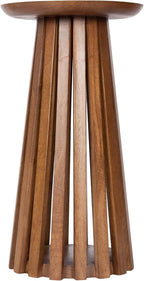 Kate and Laurel Klarc Modern Slatted Wood Round Drink Table, 12 x 12 x 22, Walnut Brown, Circle Pedestal Table for Use as Bedroom Nightstand, Indoor Plant Stand, or Decorative Living Room Accent