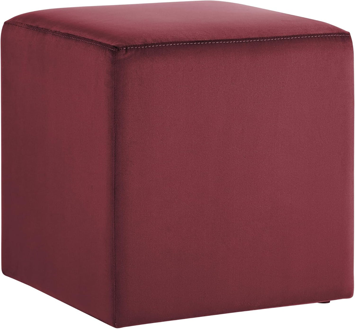 Studio Living® 18” Warren Ottoman Square Soft Velvet Bench, Stationary Ottomans, Backless Chair, Footrest for Living Room, Footstool Office, Bedroom, Padded Seat, Plum