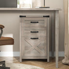 Small Farmhouse File Cabinet with 2 Drawers for Home Office, Rustic Grey | Halitaa Vertical Filing Cabinet Fits Letter and A4 Size, Farmhouse Printer Stand, Under Desk Wooden File Cabinet