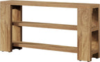 Tribesigns 70.9-Inch Extra Long Console Table with Storage, Narrow Wooden Sofa Table Behind The Couch, Farmhouse 3-Tier Entry Foyer Table for Entryway, Living Room, Hallway, Natural