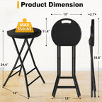 TAVR Furniture Portable Folding Chair with Handle, Heavy Duty Round Fold Stool Chair with 550lbs Capacity for Adults, 24 Inch Foldable Stool for Dorm, Kitchen, Vanity, Church and Outdoor use