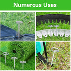 Bakulyor 50Pcs Circle Top Landscape Staples, 6 Inch Garden Stake 9 Gauge Galvanized Landscape Fabric Stakes, Heavy Duty Yard Ground Pins for Outdoor Gardening Weed Barrier Sod Fabric - Silver 6"