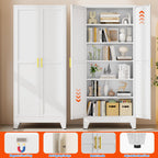 GAIOUS 75''Tall Metal Garage Storage Cabinet,File Cabinet with Door and Adjustable Shelves, Outdoor Steel Tool Cabinet for Home,Office,Warehouse,Garage,White