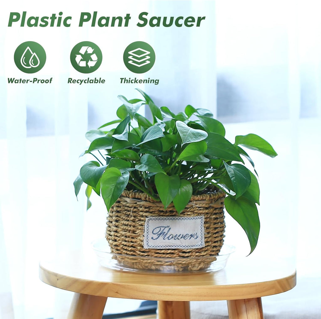 20 Pack 14 Inch Plant Saucer Clear Plant Saucers for Outdoors Plants Drip Trays Extra Large Pot Saucer No Holes Pot Saucers Planter Trays for Outdoor Plants Bulk Plastic Tray for Flower, Potted Tree